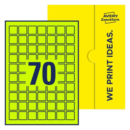 70 stk. etiketter per ark - Kvadratiske etiketter, 25 x 25 mm