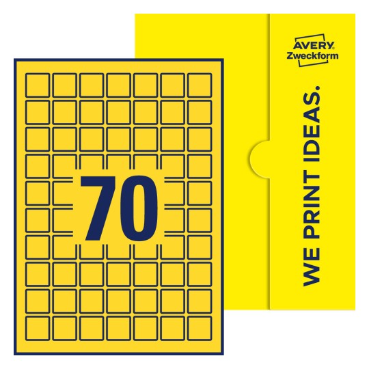 70 stk. etiketter per ark - Kvadratiske etiketter, 25 x 25 mm