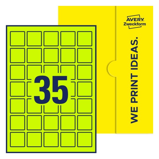 35 stk. etiketter per ark - Kvadratiske etiketter, 35 x 35 mm