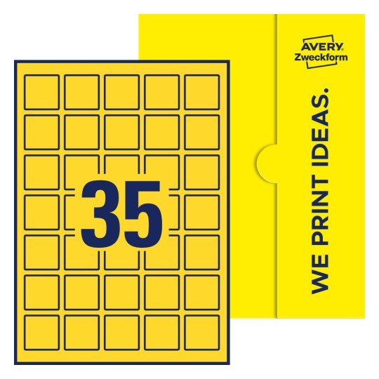 35 stk. etiketter per ark - Kvadratiske etiketter, 35 x 35 mm