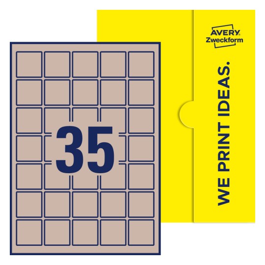 35 stk. etiketter per ark - Kvadratiske etiketter, 37 x 37 mm