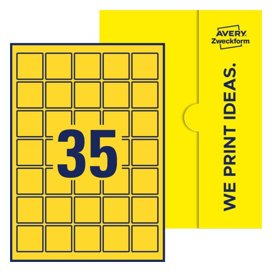 35 stk. etiketter per ark - Kvadratiske etiketter, 37 x 37 mm