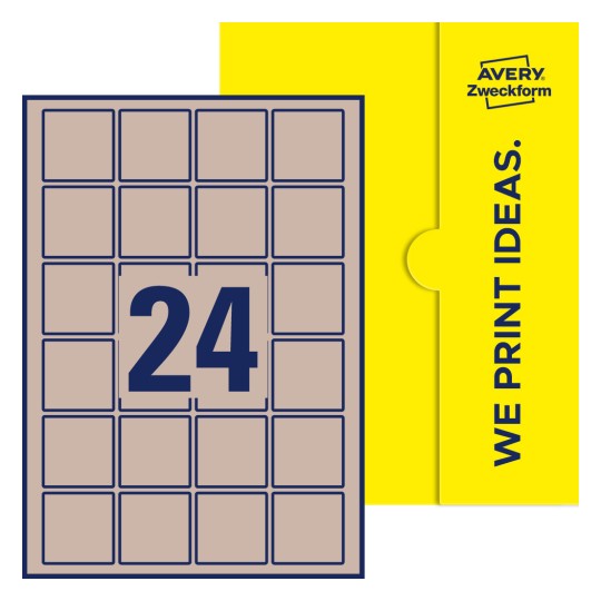 24 stk. etiketter per ark - Kvadratiske etiketter, 45 x 45 mm