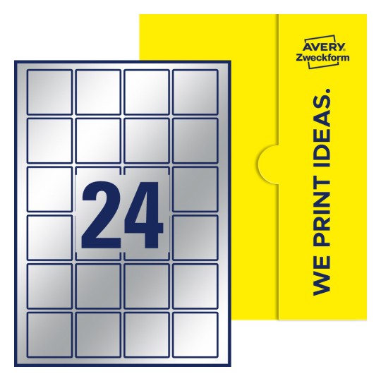 24 stk. etiketter per ark - Kvadratiske etiketter, 45 x 45 mm