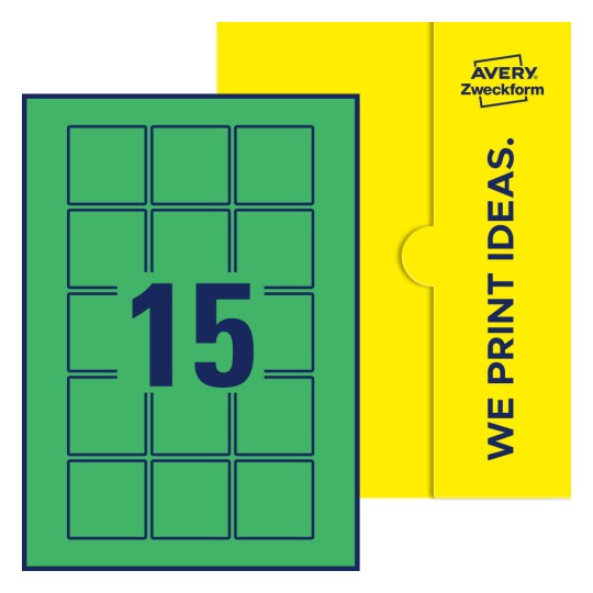 15 stk. etiketter per ark - Kvadratiske etiketter, 50 x 50 mm