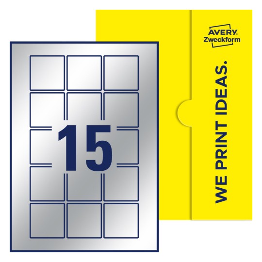 15 stk. etiketter per ark - Kvadratiske etiketter, 50 x 50 mm