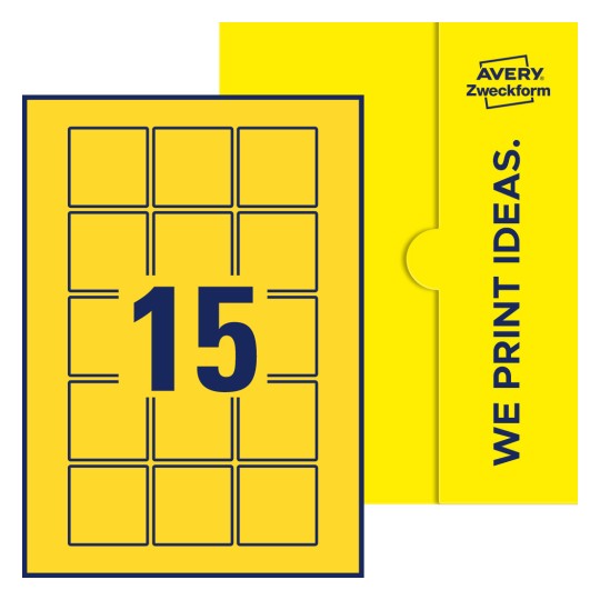 15 stk. etiketter per ark - Kvadratiske etiketter, 50 x 50 mm