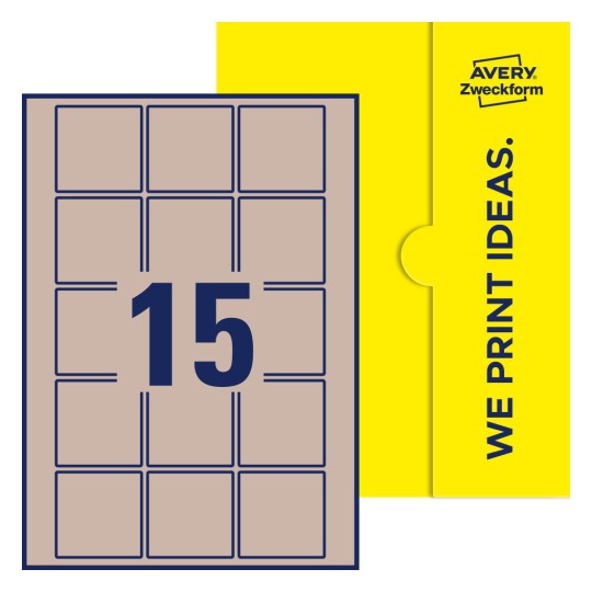 15 stk. etiketter per ark - Kvadratiske etiketter, 55 x 55 mm