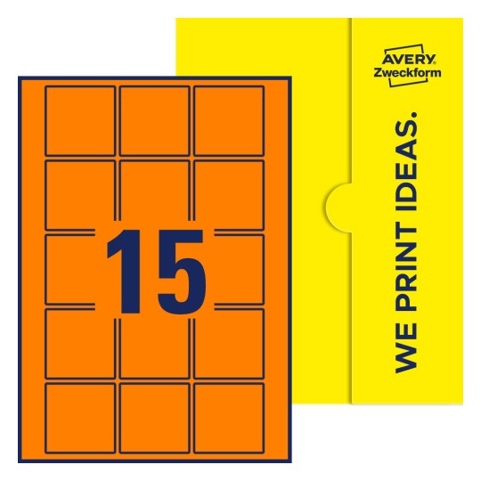 15 stk. etiketter per ark - Kvadratiske etiketter, 55 x 55 mm