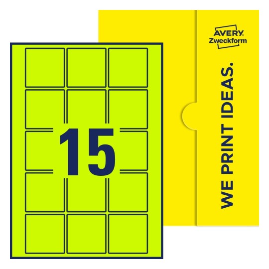 15 stk. etiketter per ark - Kvadratiske etiketter, 55 x 55 mm