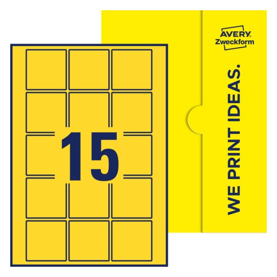 15 stk. etiketter per ark - Kvadratiske etiketter, 55 x 55 mm
