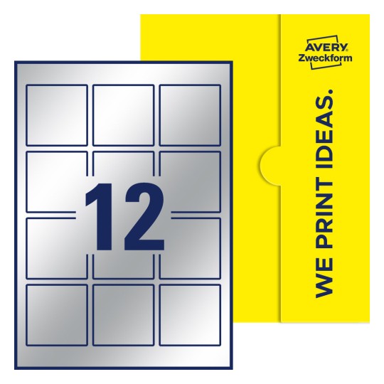12 stk. etiketter per ark - Kvadratiske etiketter, 60 x 60 mm