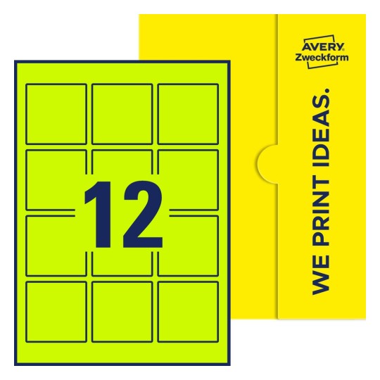 12 stk. etiketter per ark - Kvadratiske etiketter, 60 x 60 mm