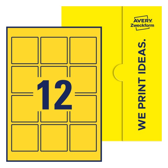 12 stk. etiketter per ark - Kvadratiske etiketter, 60 x 60 mm