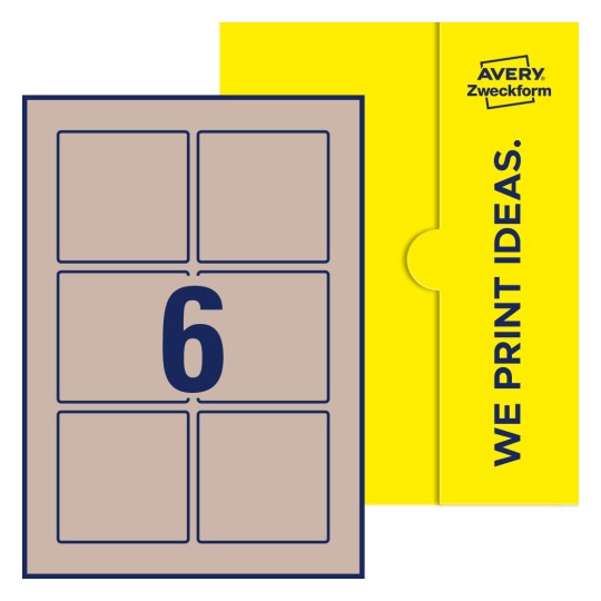 6 stk. etiketter per ark - Kvadratiske etiketter, 80 x 80 mm