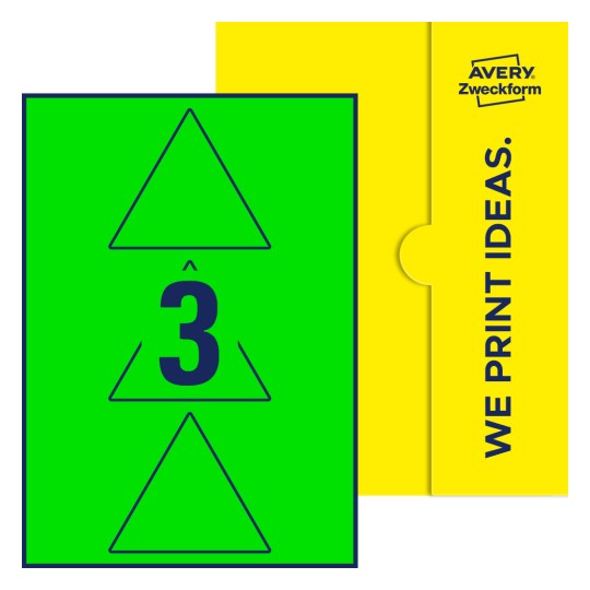 3 stk. etiketter per ark - Trekantede etiketter, 100 mm