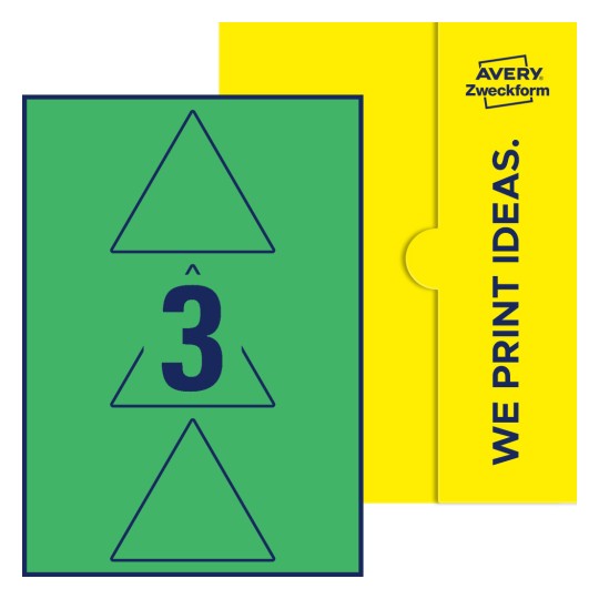 3 stk. etiketter per ark - Trekantede etiketter, 100 mm