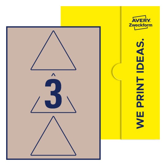 3 stk. etiketter per ark - Trekantede etiketter, 100 mm