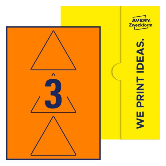 3 stk. etiketter per ark - Trekantede etiketter, 100 mm