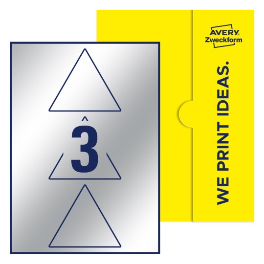 3 stk. etiketter per ark - Trekantede etiketter, 100 mm