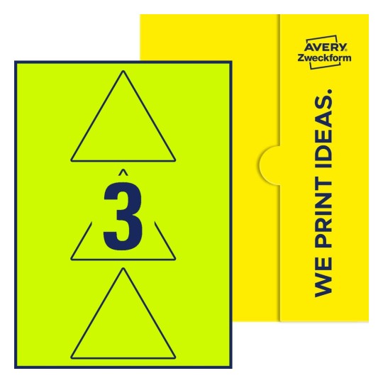 3 stk. etiketter per ark - Trekantede etiketter, 100 mm