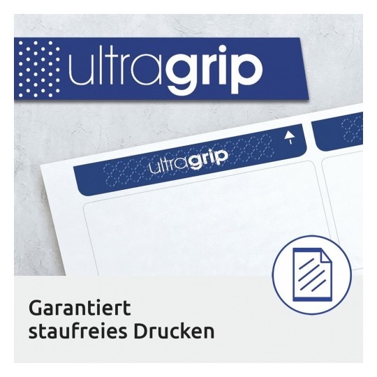 Hvite papiretiketter med UltraGrip til laser