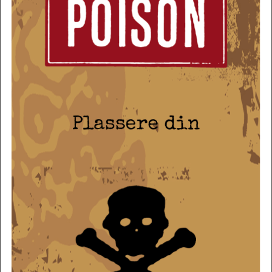 Lenke til Avery Design & Print – fotopapir i bruntoner med et hodeskallemotiv og teksten "Plasser din tekst her" i midten