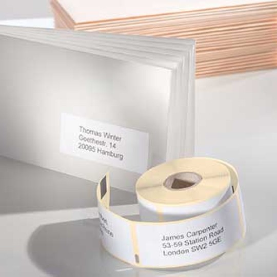 Hvide papiretiketter til etiketprinter (Dymo®)