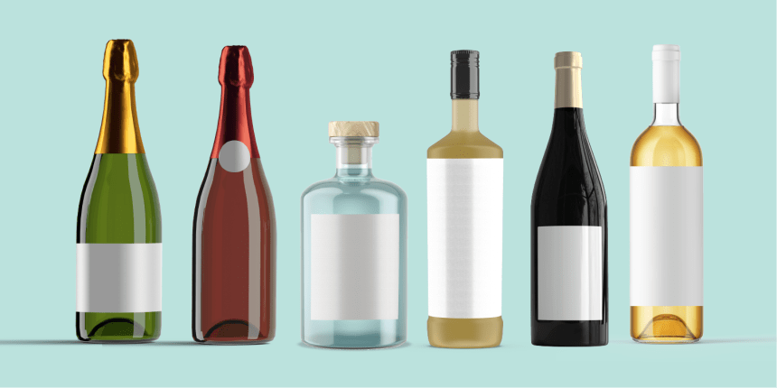 Lenke til siden med oversikt over alle anbefalte etikettstørrelser for vin- og brennevinsflasker