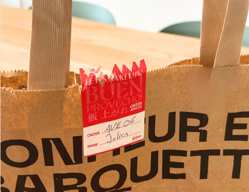 forseglingsetiketter for takeaway og levering