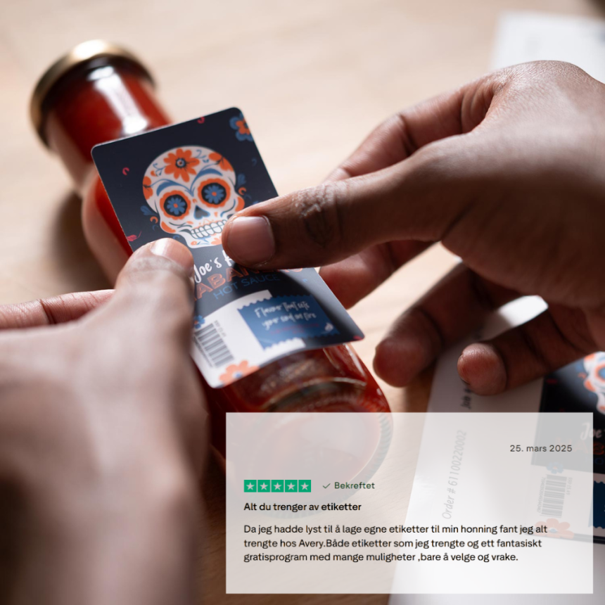 Avery Nordic trustpilot anmeldelse "Alt du trenger av etiketter"
