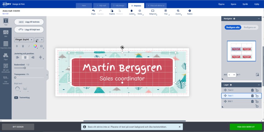 Lag bordkort selv med Avery Design & Print