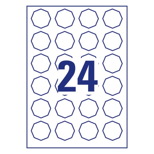 24 stk. etiketter per ark