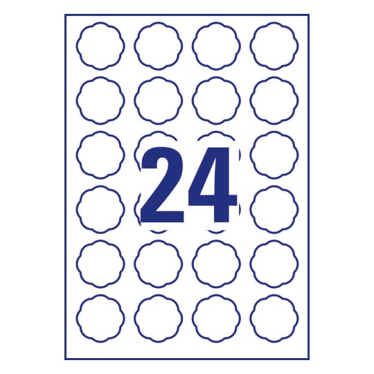 24 stk. etiketter per ark
