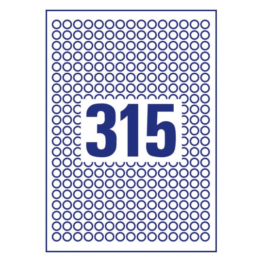 315 stk. etiketter per ark