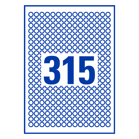 315 stk. etiketter per ark