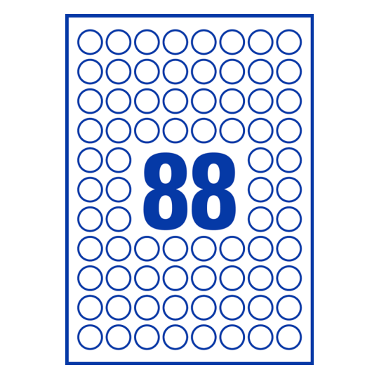 88 stk. etiketter per ark