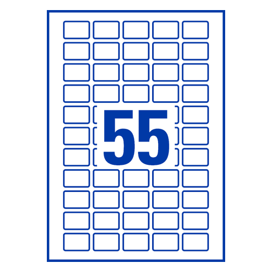 55 stk. etiketter per ark