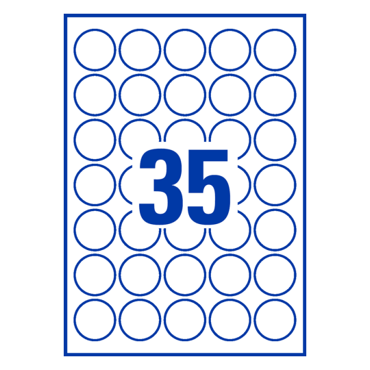 35 stk. etiketter per ark