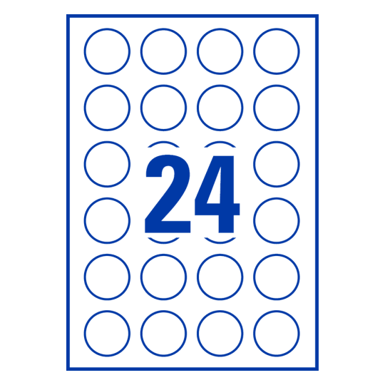 24 stk. etiketter per ark
