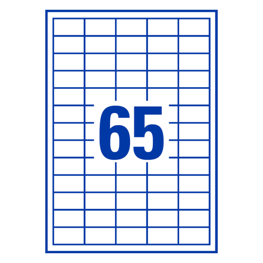 65 stk. etiketter per ark