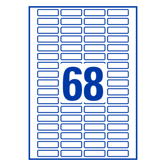 68 stk. etiketter per ark