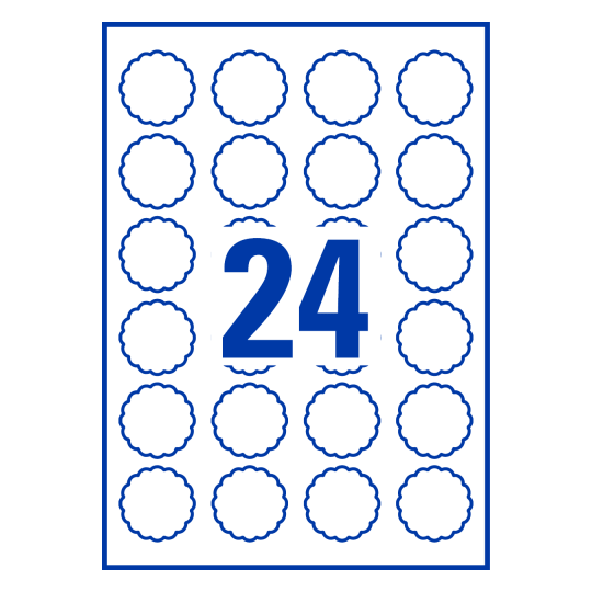 24  stk. etiketter per ark