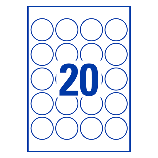 20 stk. etiketter per ark