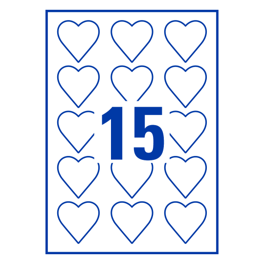 15 stk. etiketter per ark
