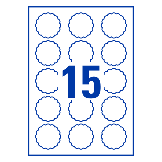 15 stk. etiketter per ark