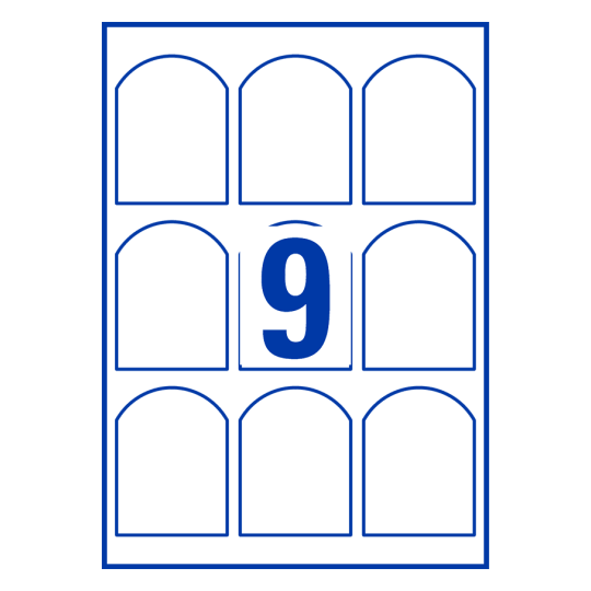 9 stk. etiketter per ark