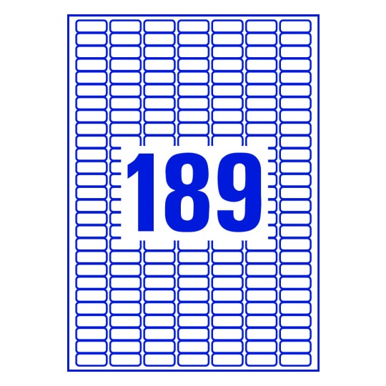 189 stk. etiketter per ark