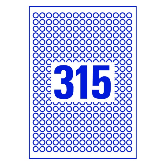 315 stk. etiketter per ark