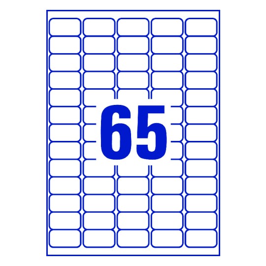 65 stk. etiketter per ark
